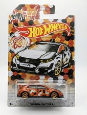 HOT WHEELS '16 HONDA CIVIC TYPE R URBAN CAMOUFLAGE SERIES METALFLAKE ORANGE JDM