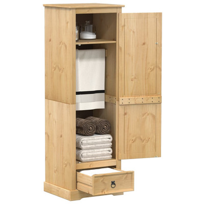 Kleiderschrank Kiefer massiv Honig 55x50x170cm Aufbewahrungsschrank mit Metall Plus