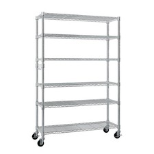 Heavy Duty 6-Tier Metal Shelves Garage Shelving Wire Shelving Unit with Wheels