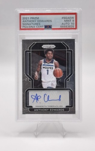 Anthony Edwards Signatures 2021-22 Panini Prizm Auto PSA 9 MINT AUTO 10