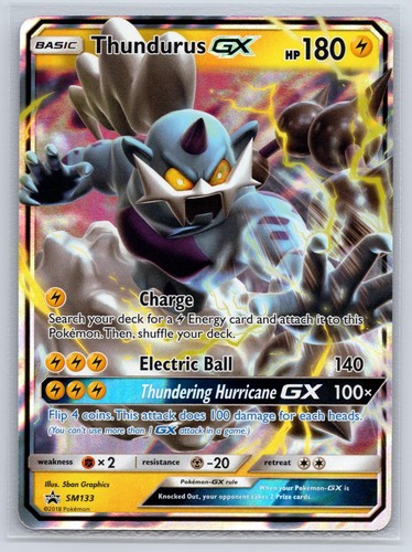 Thundurus GX - SM133 Holo Promo Sun & Moon Promo Pokemon Lightly Played