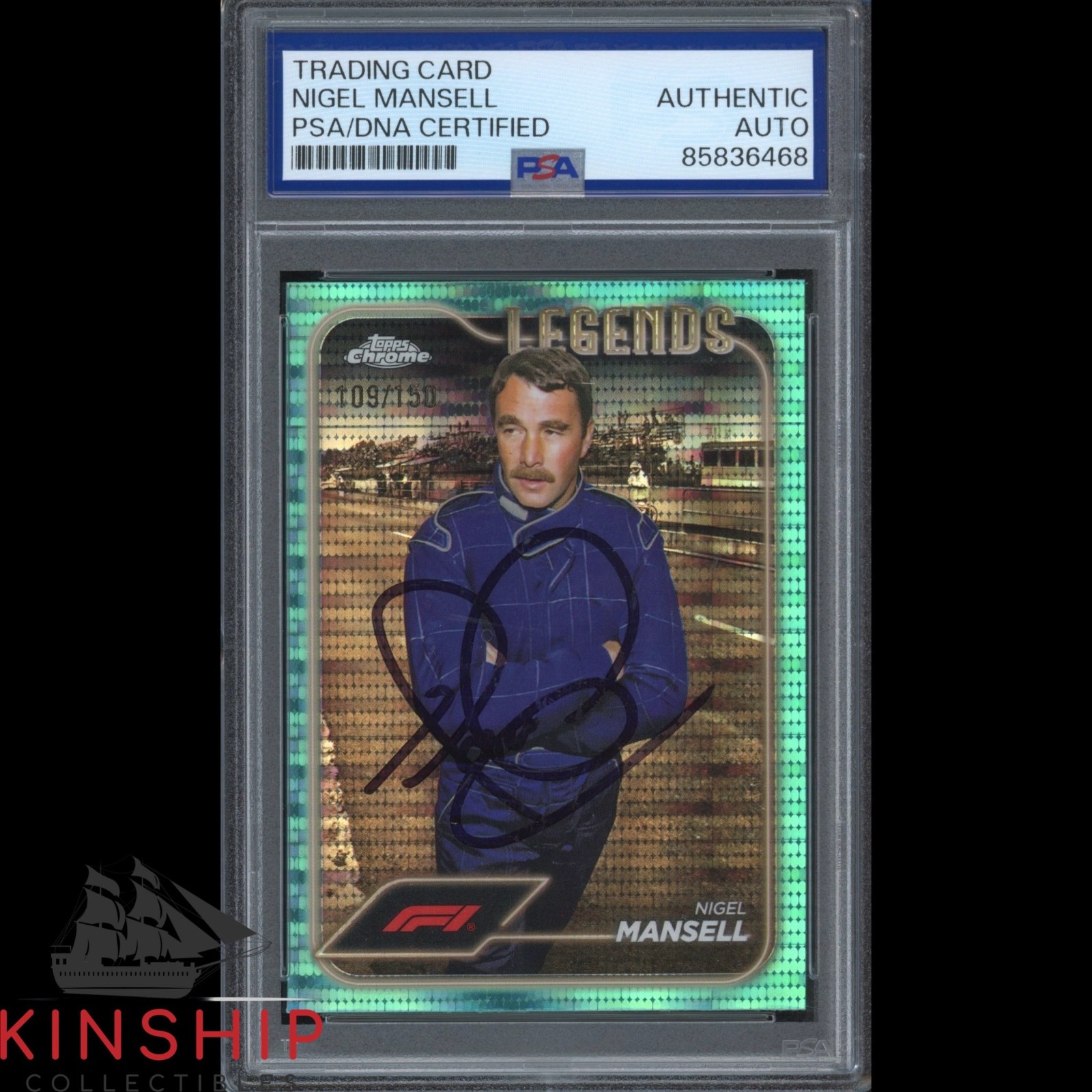 Nigel Mansell signed 2024 Topps Chrome Card PSA DNA Slab F1 Racing Auto C6290