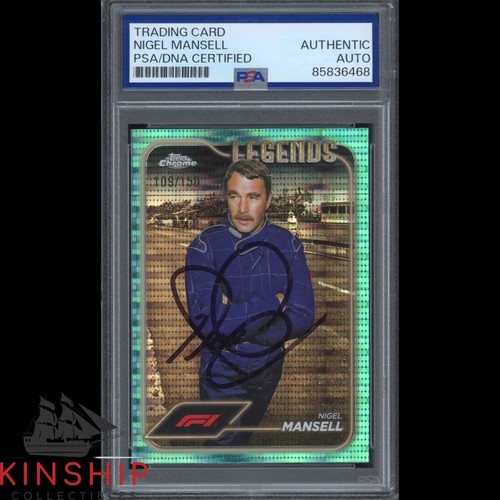 Nigel Mansell signed 2024 Topps Chrome Card PSA DNA Slab F1 Racing Auto C6290