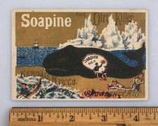 Odd Victorian Trade Card Soapine The Dirt Killer Cleaning A Whale Providence RI