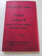 Original Instruction Book - Weston Master II Model 735 Universal Exposure Meter