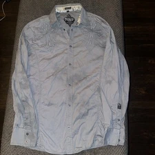 Roar Gray Shirt Mens Large Embroidered Cross Y2K goth Affliction