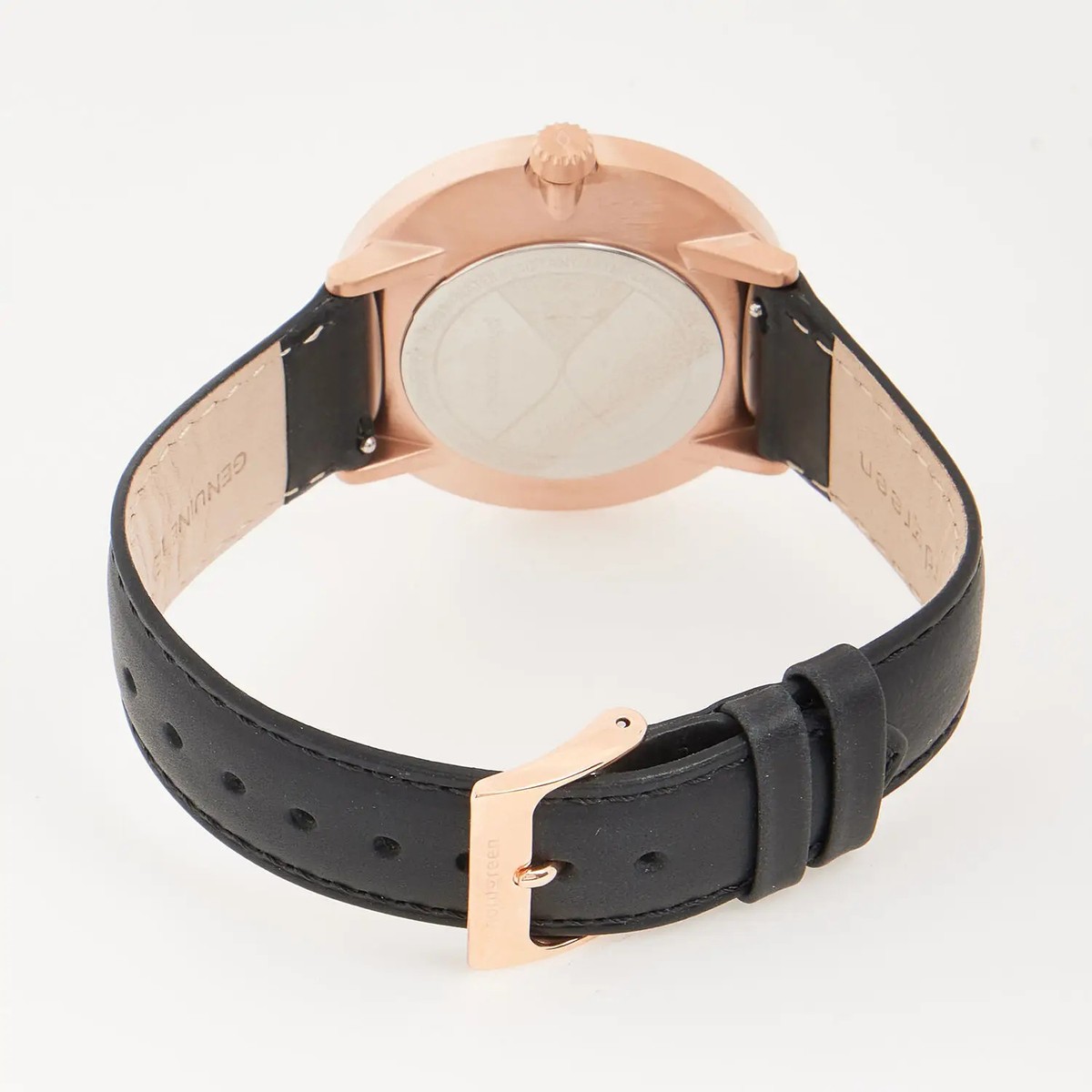 Nordgreen Philosopher 40mm Rose Gold Black Leather Strap Men's
