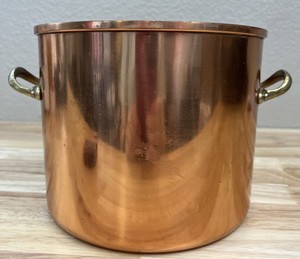 Copral Copper Pot 7 1/4" x 6” Deep Made In Portugal Nicks Dings Sets Flat