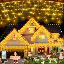 Christmas Icicle Lights Outdoor 66FT 670 LED Drops Warm White