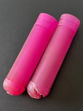 Vintage ODI John Tomac attack pink transparent grips. Retro MTB YETI