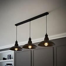 Civic Matte Black 3 Way Drop Ceiling Pendant Light Kitchen Lounge LED Lighting