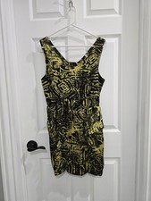 Audrey Multicolor Sexy  Bodycon Dress  Greenish Yellow Night Out EUC 