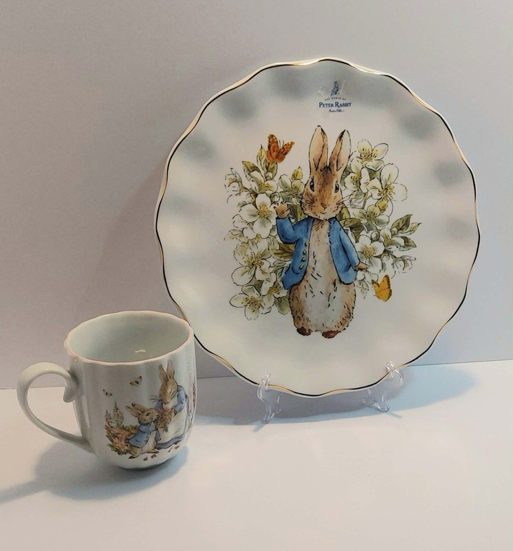 Beatrix Potter Peter Rabbit Ceramic Cup & Large plate. 
