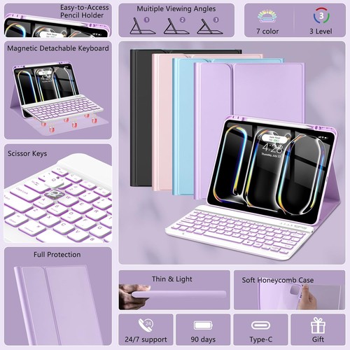 For Ipad Pro 13 Inch (M4) 2024 Case with Keyboard, Magnetic Detachable - 7 Color - 第 3/7 張圖片