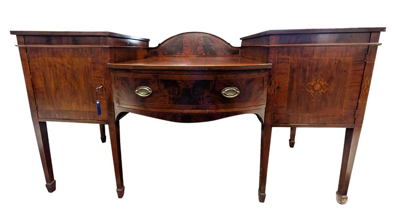 Antique Inlaid Marquetry Sideboard, Cellarette, Mahogany, 71.5″W, PA6859