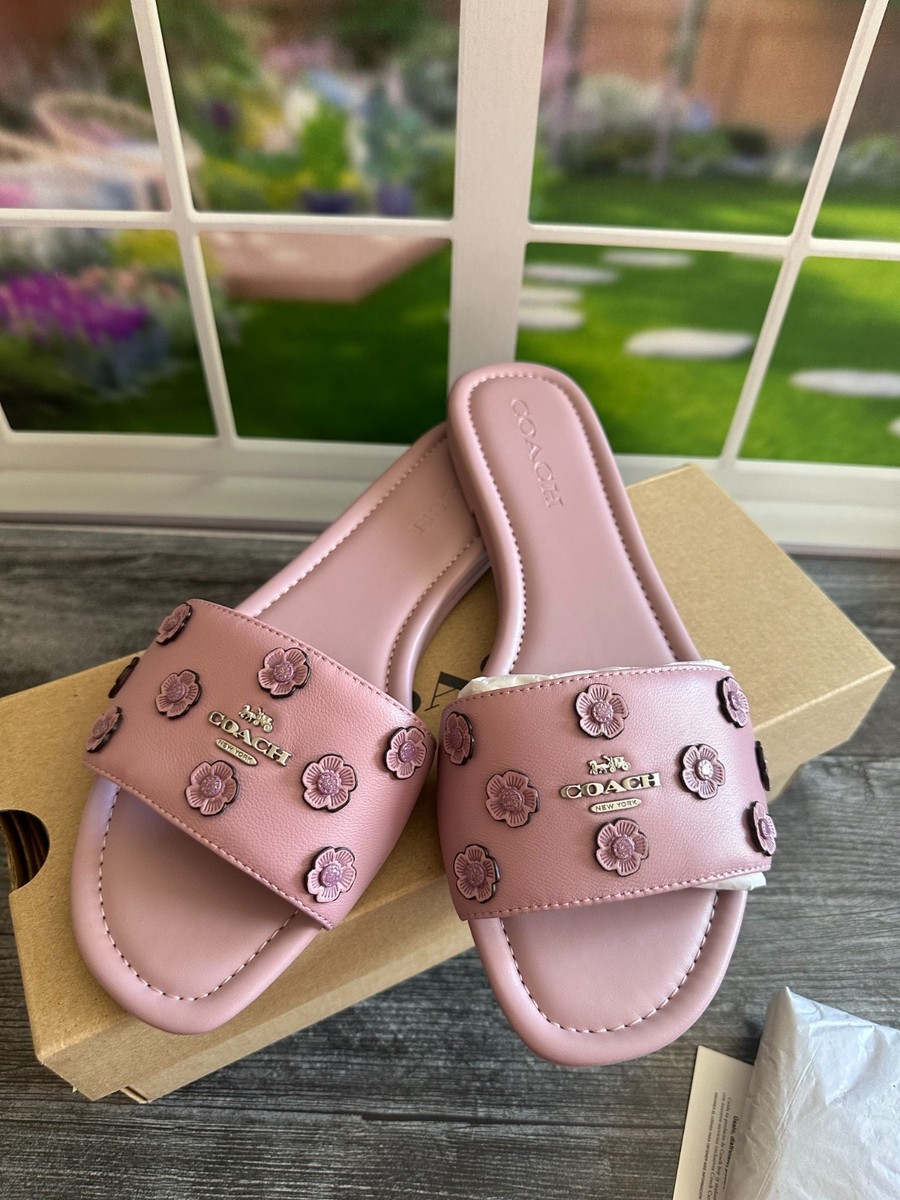 NEW COACH Women's Slide Sandal With Tea Rose Lilac CAQ71 size 8.5