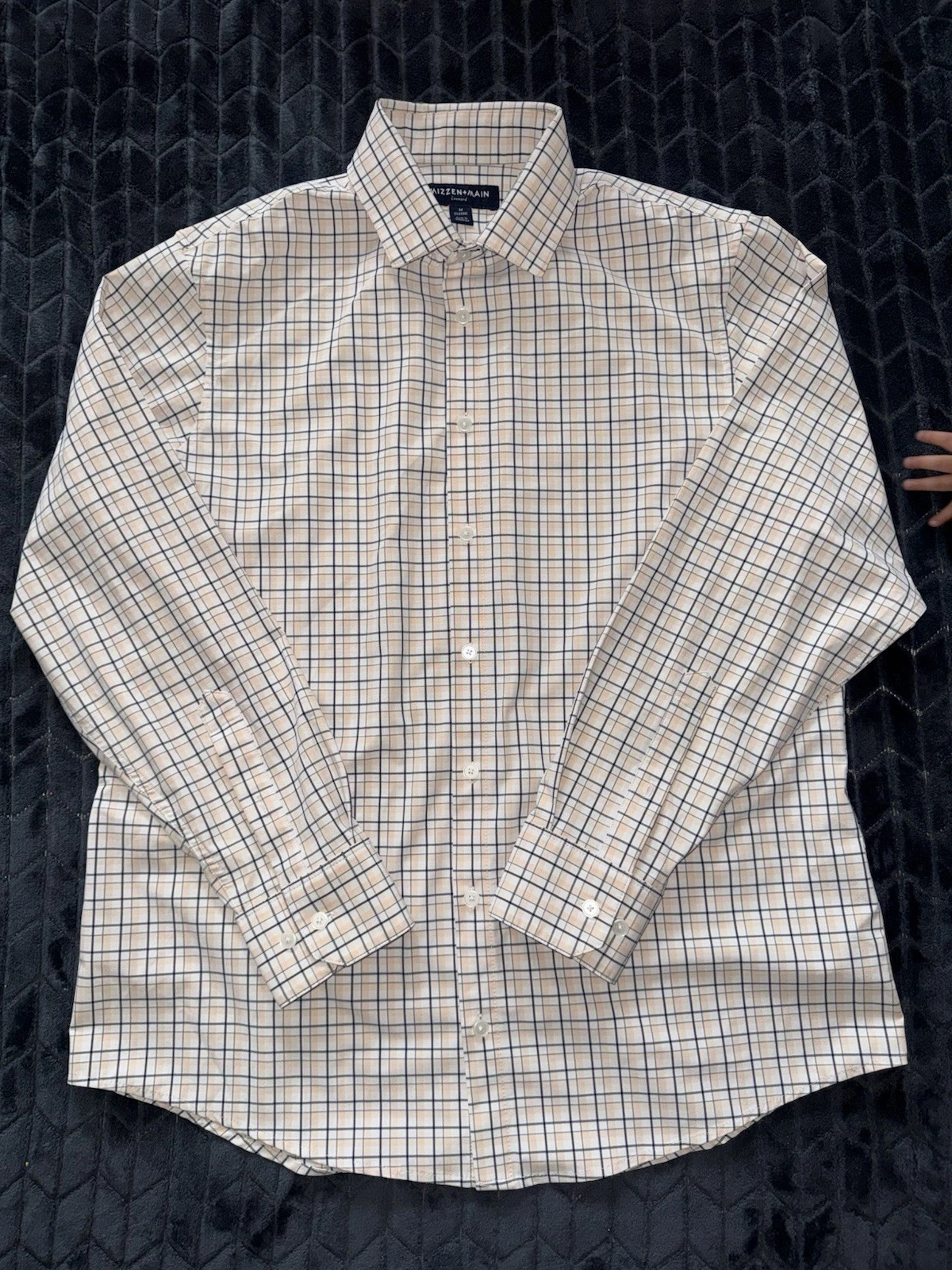 Mizzen & Main Mens Classic Fit Check Long Sleeve Stretch Button Up Size Medium