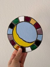 Handmade Stained Glass Sun Catcher Round Tiffany Style Celestial Sun Multicolor