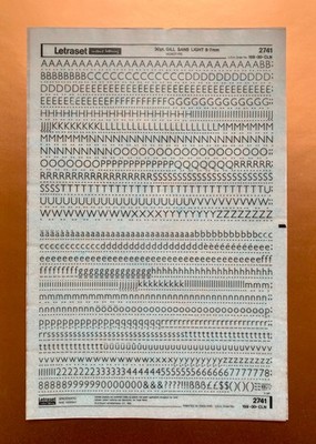 LETRASET 2741  GILL SANS LIGHT  30 pt  Transfer  Abreibebuchstaben  NEU