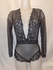 BNWOT Gorgeous black F F long sleeve bodysuit top Lingerie size 10