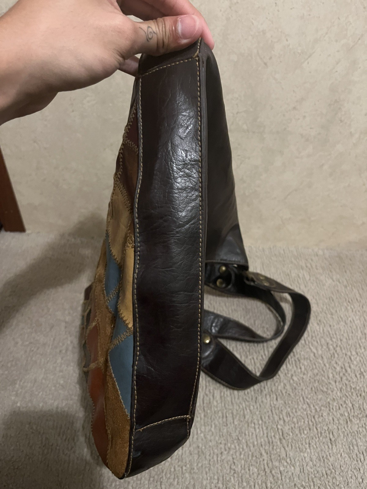 Patchwork Hippie Multi Leather Satchel Shoulder B… - image 3