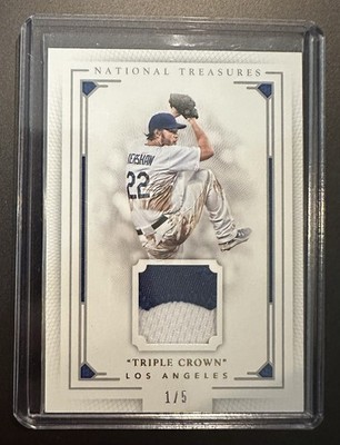 2016 Panini National Treasures Clayton Kershaw Game-Used Material Jersey #1/5