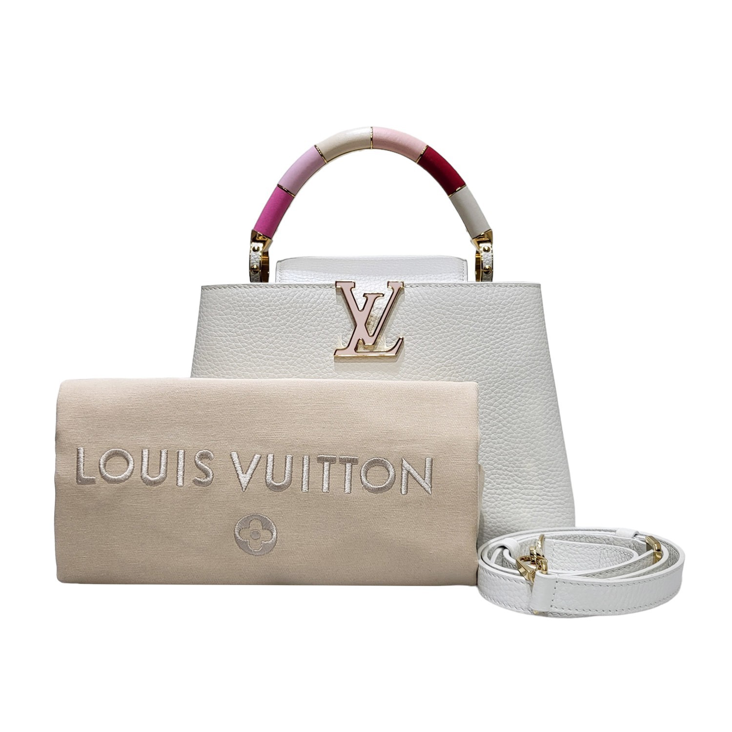 Louis Vuitton M21646 23FW White Taurillon Capucines BB Tote Bag + Strap image 3