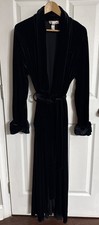 OSCAR DE LA RENTA Vintage Pink Label Black Robe, SizeLarge, Black Velvet Belted