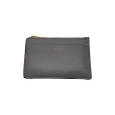 CELINE Zipped Card Holder Leather GRY Women's 10F993