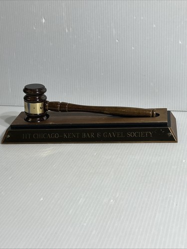 GENUINE WALNUT BASE WITH REMOVABLE GAVEL IIT Chicago- Kent Bar & Gavel Society