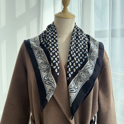 75% Cashmere 25% Silk 27'' Bandana Shawl polka dot Print Neckerchief Scarf Wrap