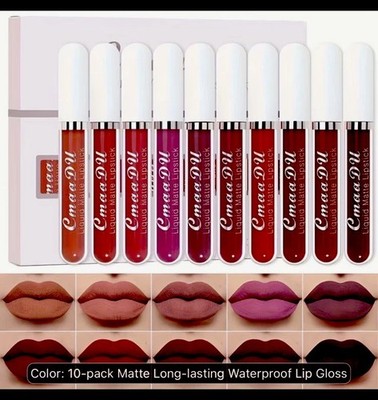 10packMatte Longlasting waterproof Lipgloss,nonstick doesnot affect eating,Drink