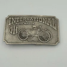 VINTAGE BERGAMOT BRASS WORKS International Auto Wagon 1907-1909 Belt buckle EUC
