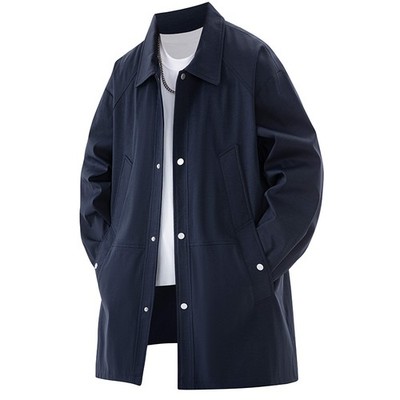 Plus-size Men Trench Coat Autumn New Oversized Casual Loose Mid-length Workwear
