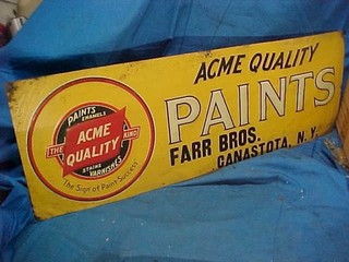 1920s ACME QUALITY PAINT Advertising TIN Litho COUNTRY STORE SIGN 28"