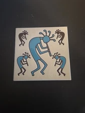 Handcrafted Ceramic Tile Trivet Masterworks KOKOPELLI Flute Dancers 6"x6", Nice!