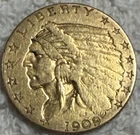 1909 $2.50 Dollar Indian Head Liberty Eagle Gold Coin  $2 1/2