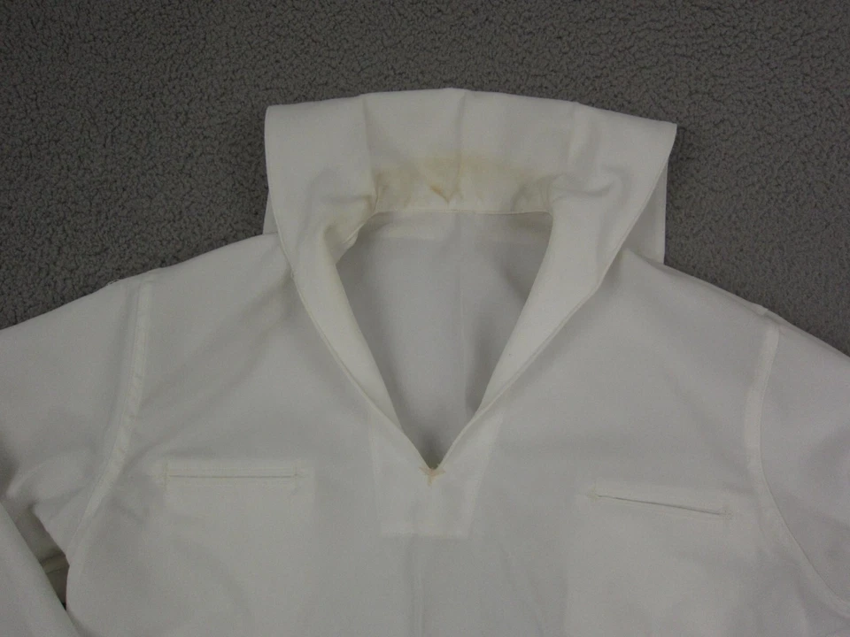 Vintage US Navy Mens Shirt Sailor Cracker Jack Large White Uniform Flap Collar - Image 2 of 4