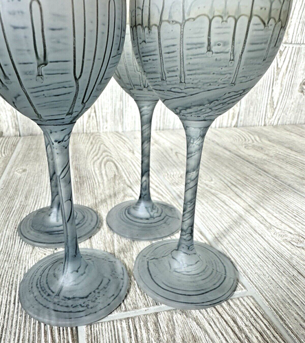 Schott Zwiesel Rueven Art Nouveau Hand Painted Wine Glasses Set of 4 Drip Glaze - Picture 10 of 17