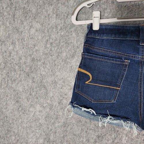 American Eagle Women Shorts 2 High Rise Shortie Stonewash Denim Stretch Cutoff - Picture 16 of 20