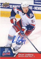 2014-15 Upper Deck AHL OSCAR LINDBERG Autograph Auto #124 Wolf Pack Rangers