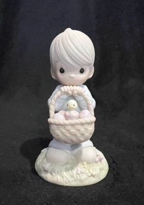 Precious Moments ''Wishing You a Basket full of Blessings''  109924 Boy w/E-basket