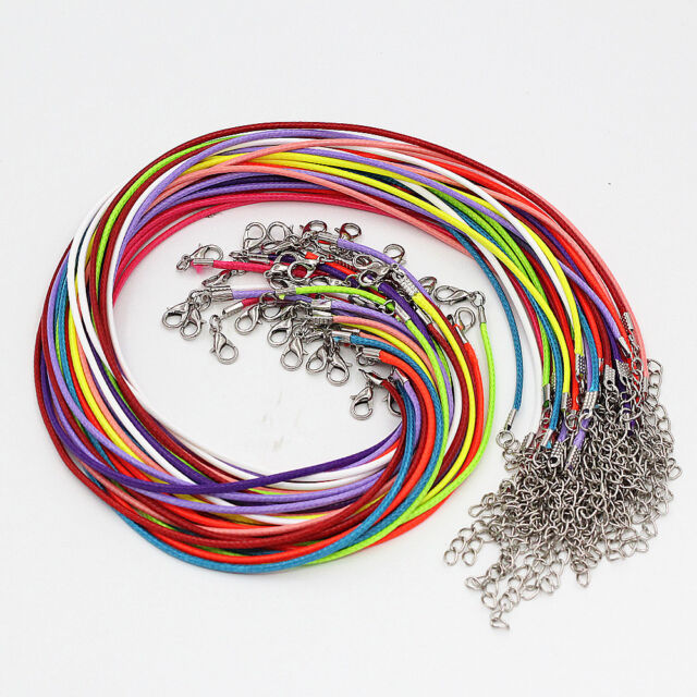 New Wholesale Lots 20Pcs Mixed Color Leather Cord Rope Necklace Chain