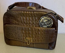 40s Vintage Crocodile Handbag Hornback Crocodex England Compartmentalized Box