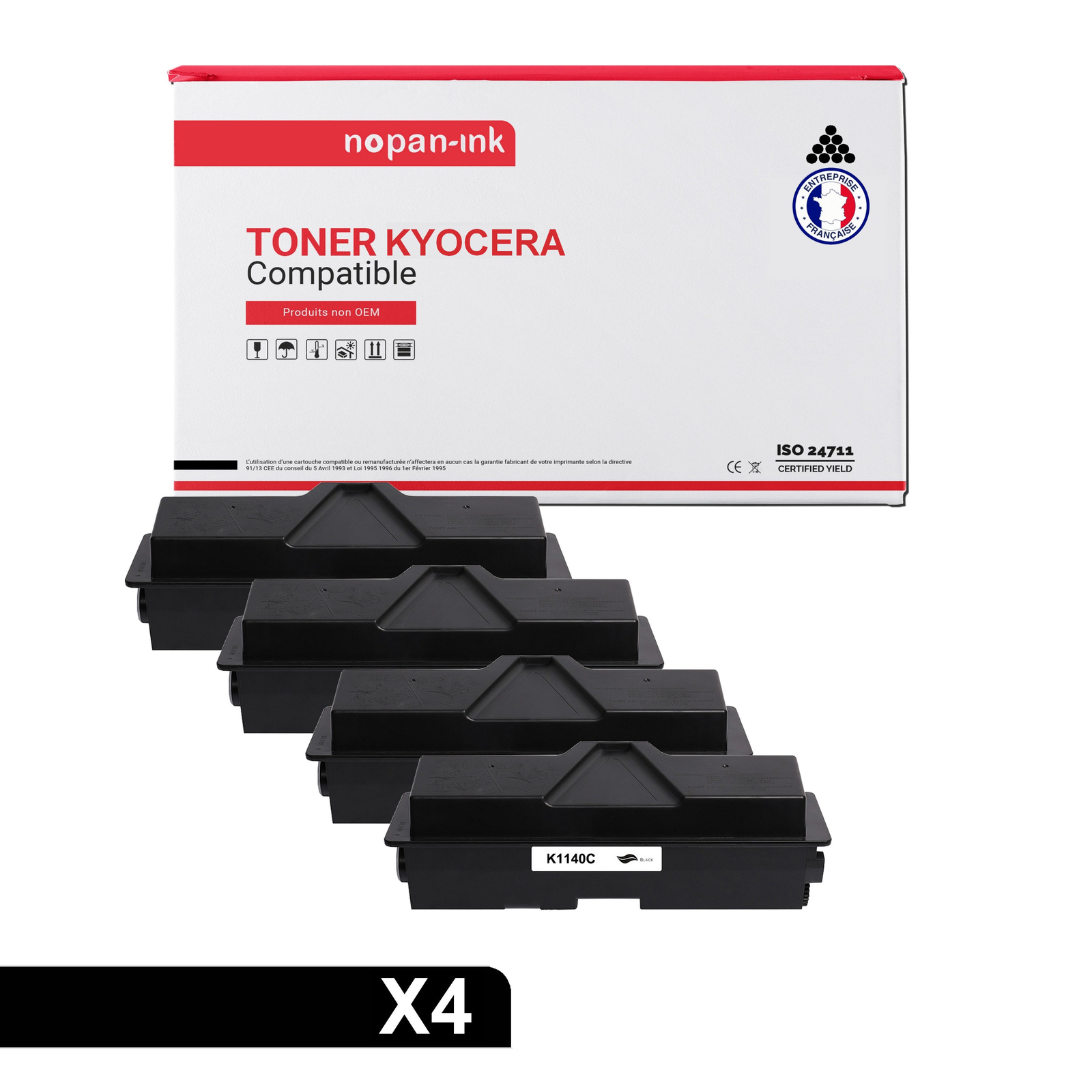 Toner noir TK1140 compatible Kyocera pour éviter les pannes d'encre en lot de 4