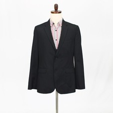 Calvin Klein 42R Black Sport Coat Blazer Jacket Solid 2B Polyester