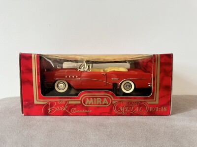 BRANDNEU MIRA 1:18 Maßstab 1955 BUICK CENTURY ROT Cabrio Druckguss Metall #6134