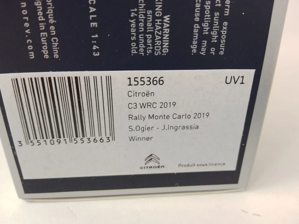 Norev Citroen C3 WRC #1 Ogier Rally Monte Carlo 2019 1/43 155366 - Immagine 3 di 3