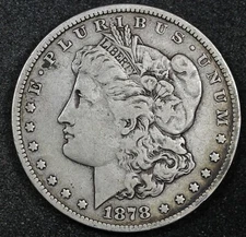 1878-s Morgan Silver Dollar.  Long Nock.  VF.  168245
