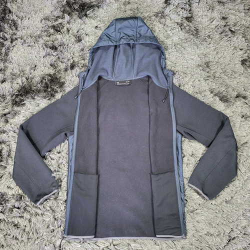 Under Armour Storm Jacket Men's Medium Black Blue Hooded Coldgear Logo Full-Zip - Picture 2 of 18
